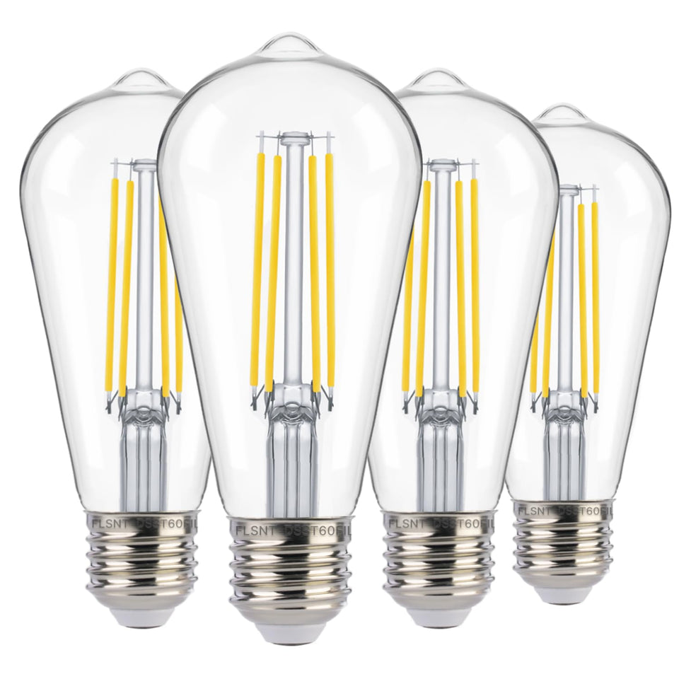FLSNT Dusk-to-Dawn ST19 bulb four-pack illuminates outdoor spaces automatically at night