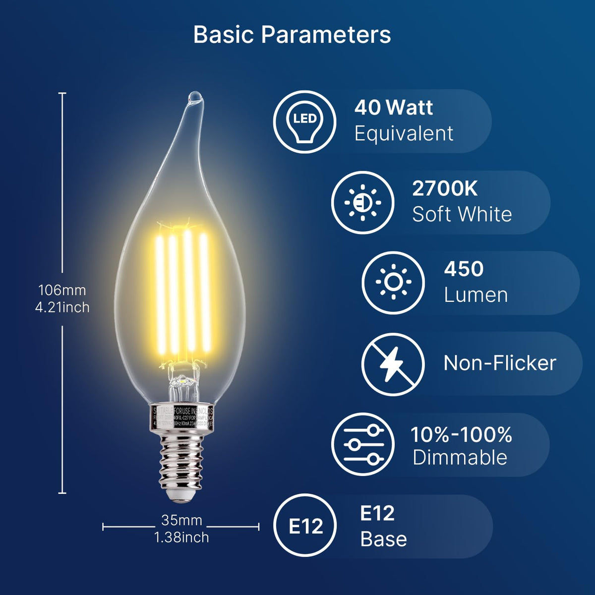 FLSNT ca11 glass bulb close-up highlighting warm ambiance and energy efficiency