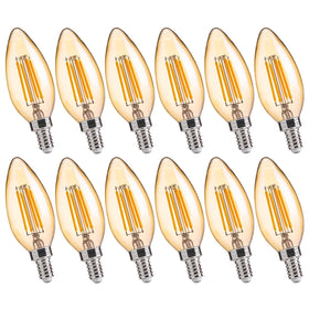 FLSNT LED candelabra bulb with amber glass finish for warm ambience.