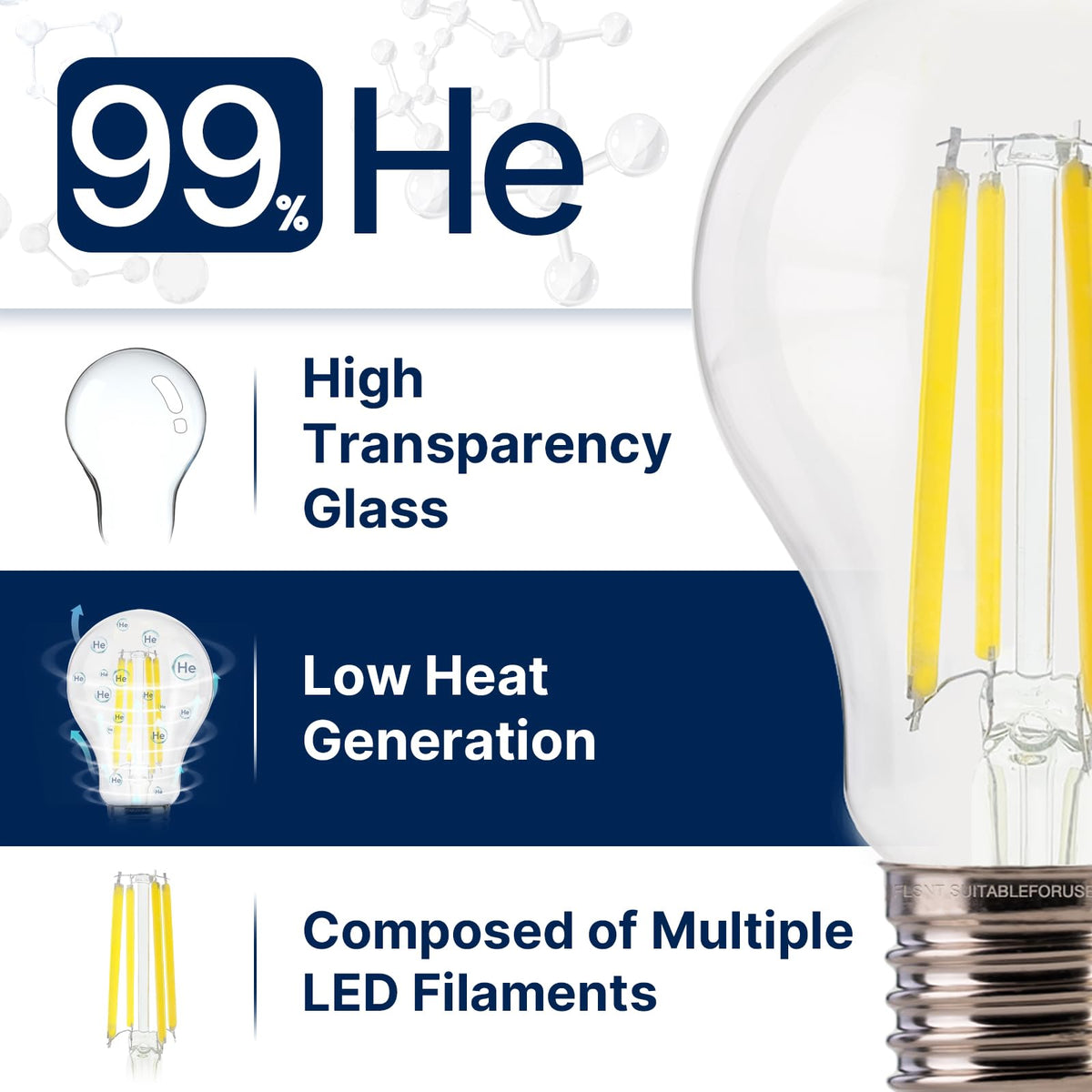 FLSNT filament-style design close-up highlighting elegant glass and warm LED structure