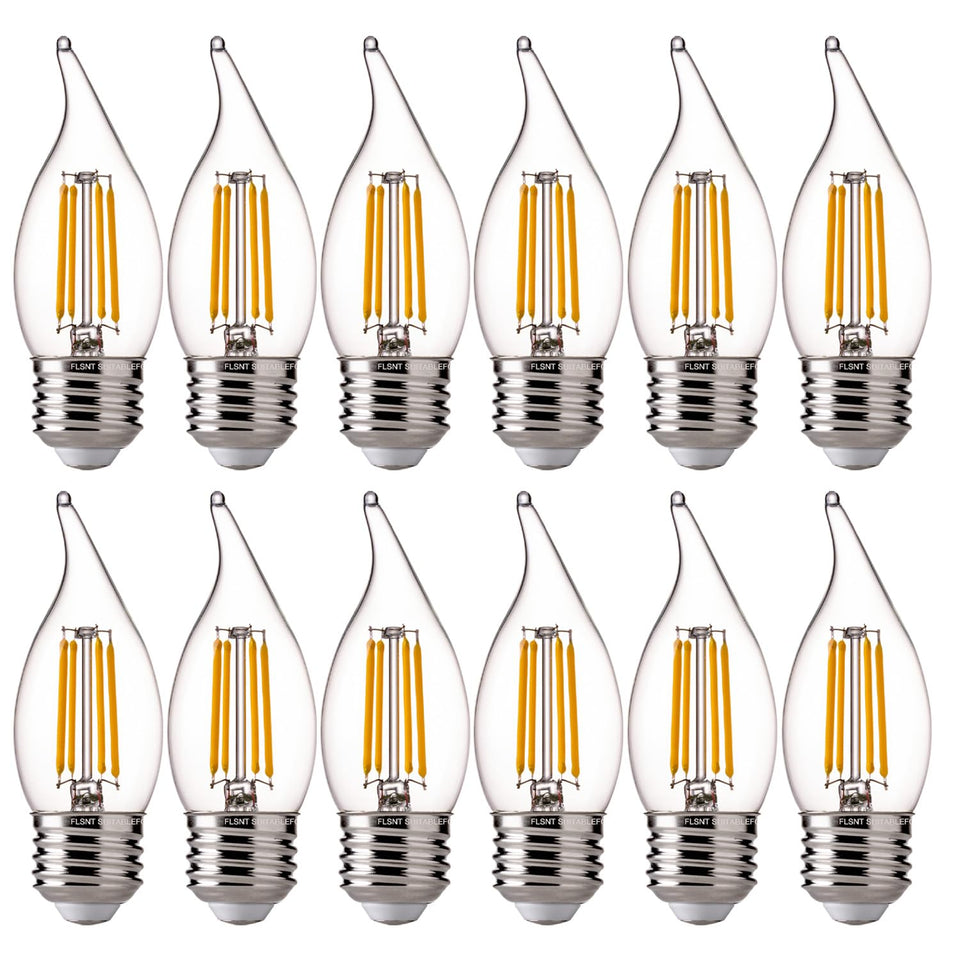 FLSNT LED flame-tip bulbs front view showing energy efficiency for home lighting