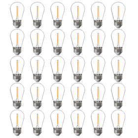 FLSNT S14 LED outdoor bulbs delivering 2200K warm light with energy efficiency.