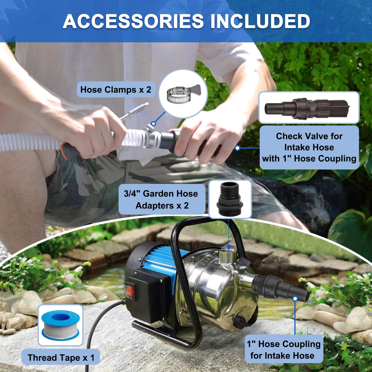 FluentPower 1HP pump in use with irrigation system boosts water pressure