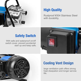 FluentPower 1HP water pump with accessories for irrigation connections