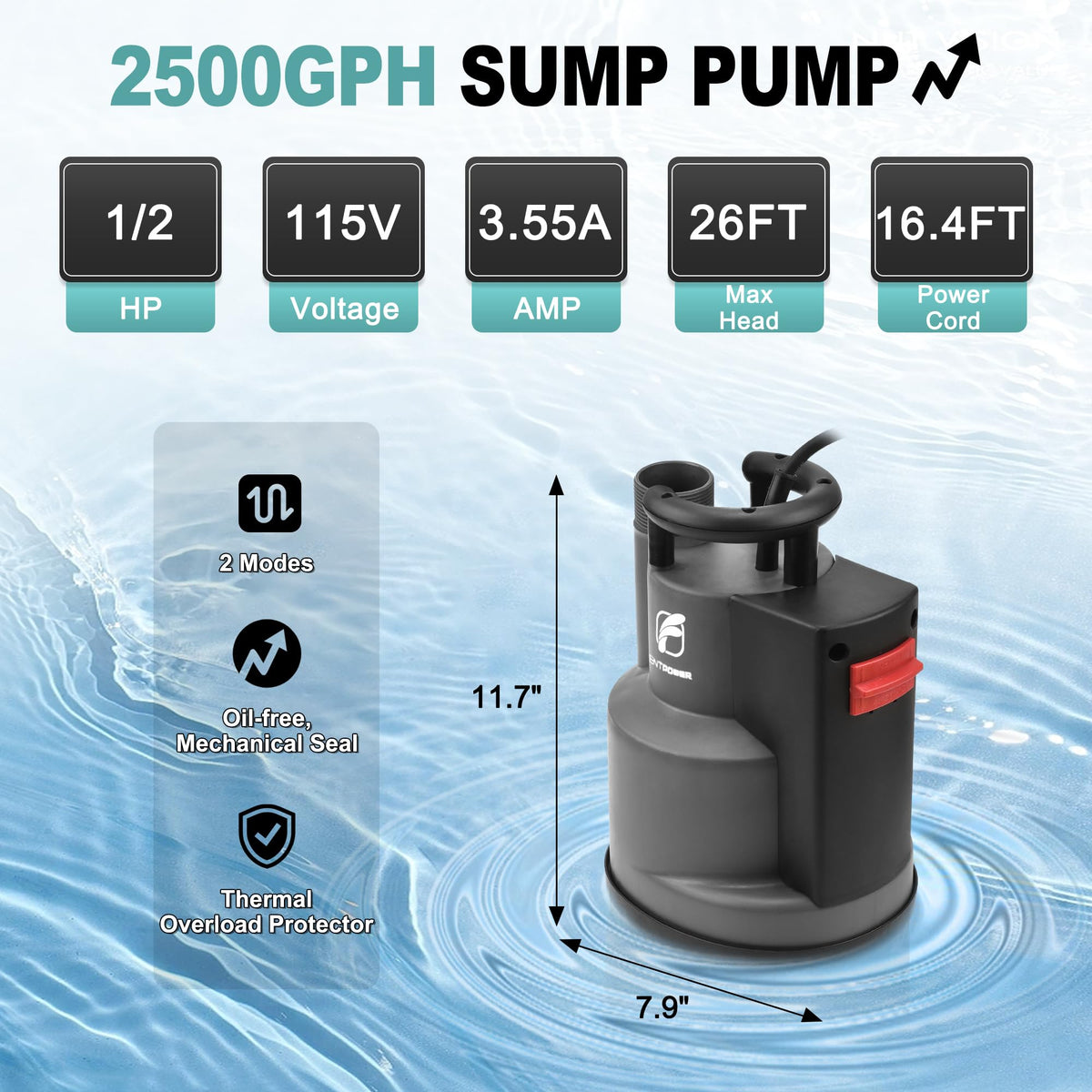 FluentPOWER pump bottom grid passes solids up to 1/5 inch for cleaner pumping