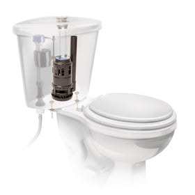 Fluidmaster 3-inch valve installation in a 2-piece toilet illustrating easy retrofit and leak prevention.