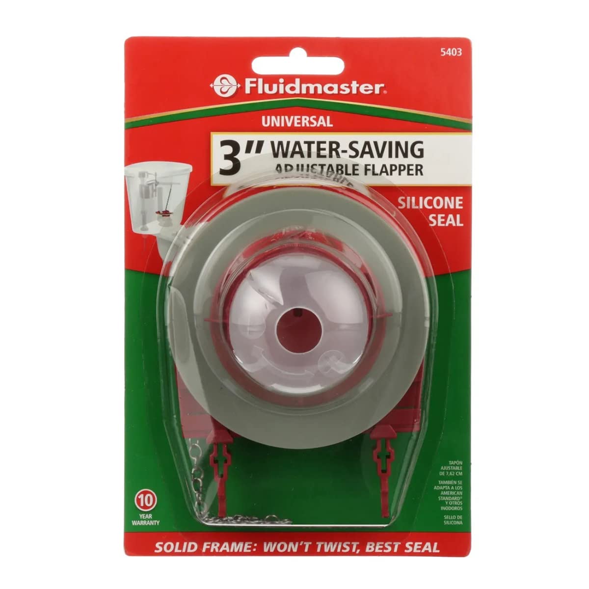 Fluidmaster 3-inch flapper with durable silicone seal ensures a tight seal