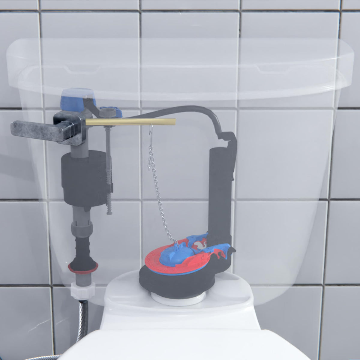 Fluidmaster 523A-009-T4 red-blue design adds visibility and compatibility.