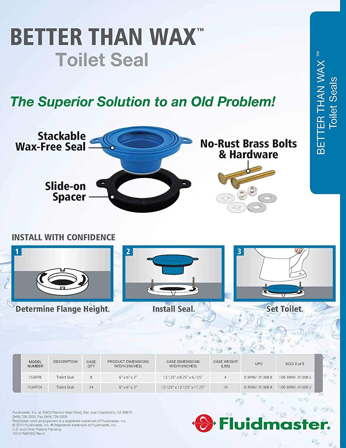 Fluidmaster 7530P8 leak-prevention features reduce drips and mess.