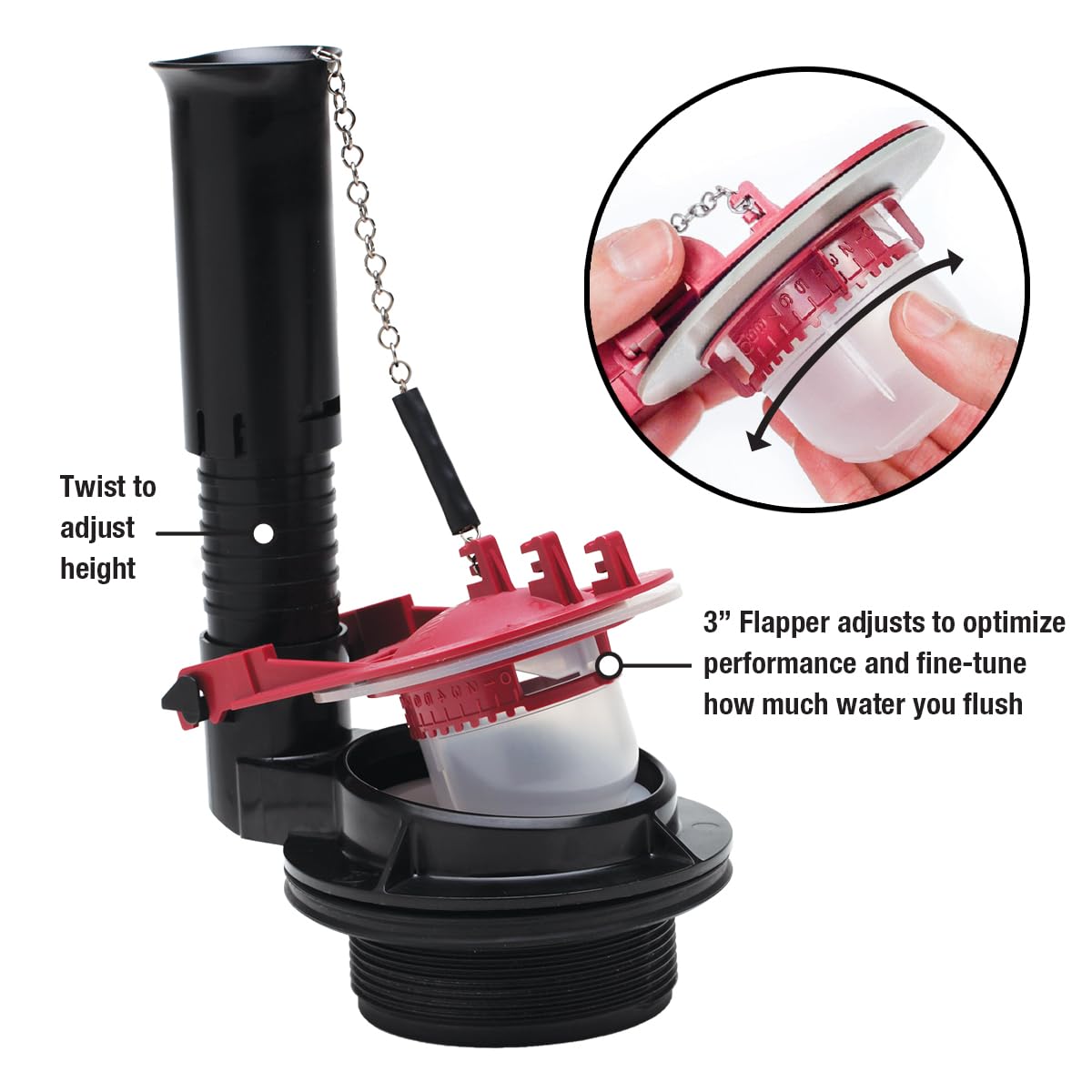 Fluidmaster perforMAX 3-inch flapper included for reliable flush control