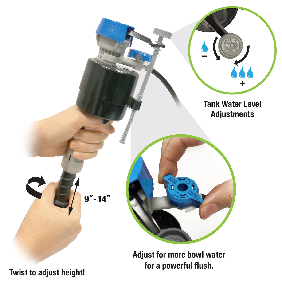 Fluidmaster K-400H-038-T4 fill valve detail for fast, quiet refill
