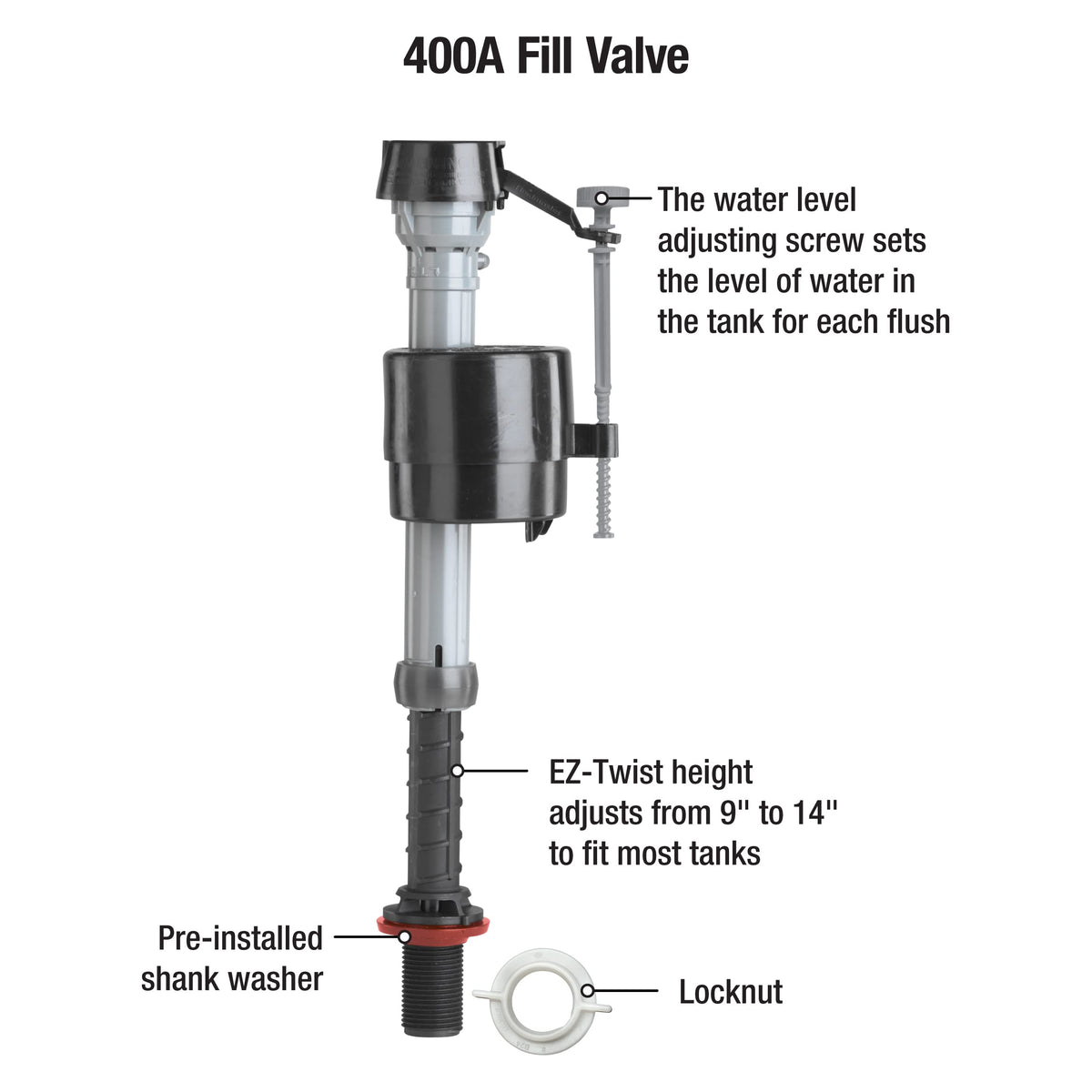Fluidmaster chrome Mansfield tank lever replacement with durable finish
