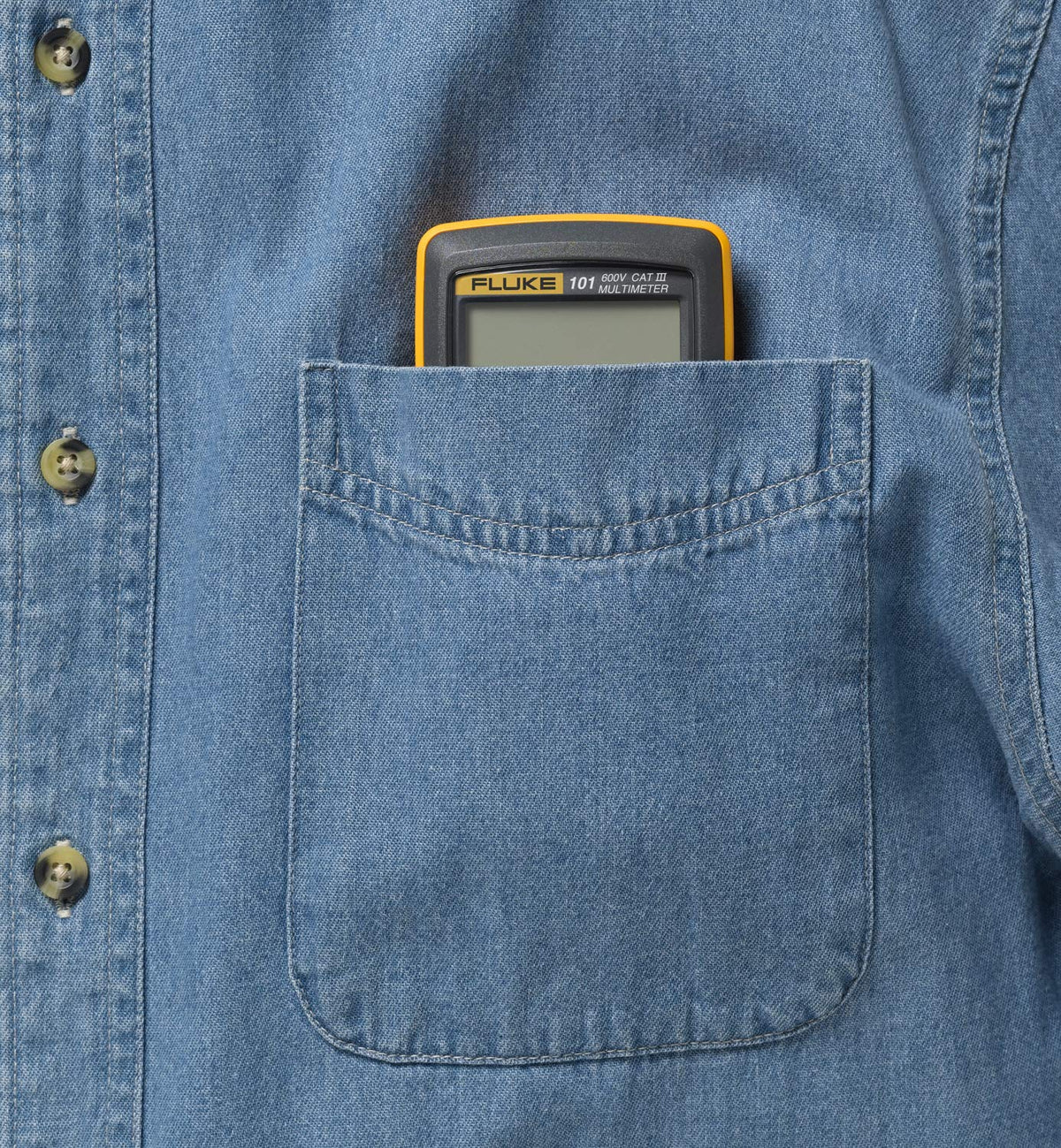 Fluke 101 one-handed use in tight spaces.