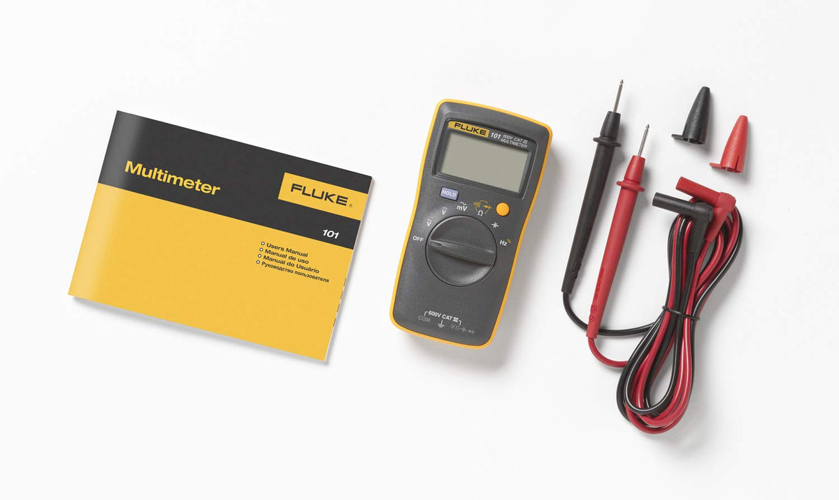 Fluke 101 rugged design withstands daily field use.