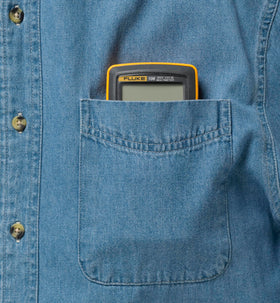 Fluke 106 display and controls highlighting data hold and modes