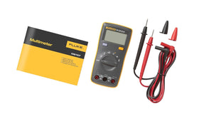 Fluke 106 in use on a panel illustrating 10 A current range