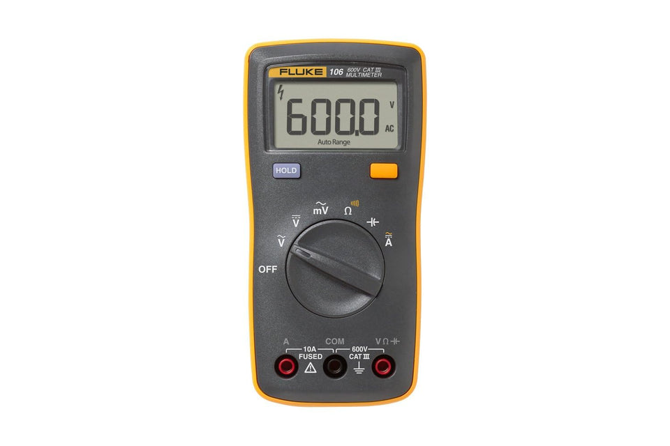 Fluke 106 palm-sized DMM front view for quick on-site voltage checks