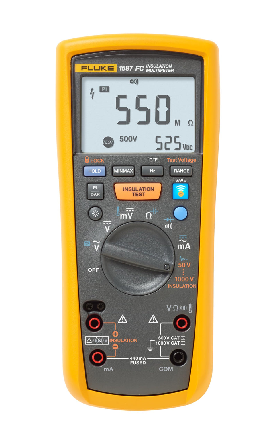 Fluke 1587 FC front panel display with real-time diagnostics