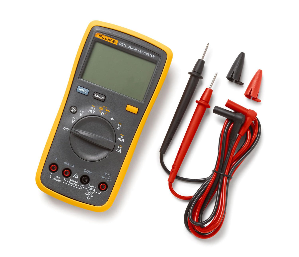 Fluke 15B+ hand-use with gloves supports one-handed operation.