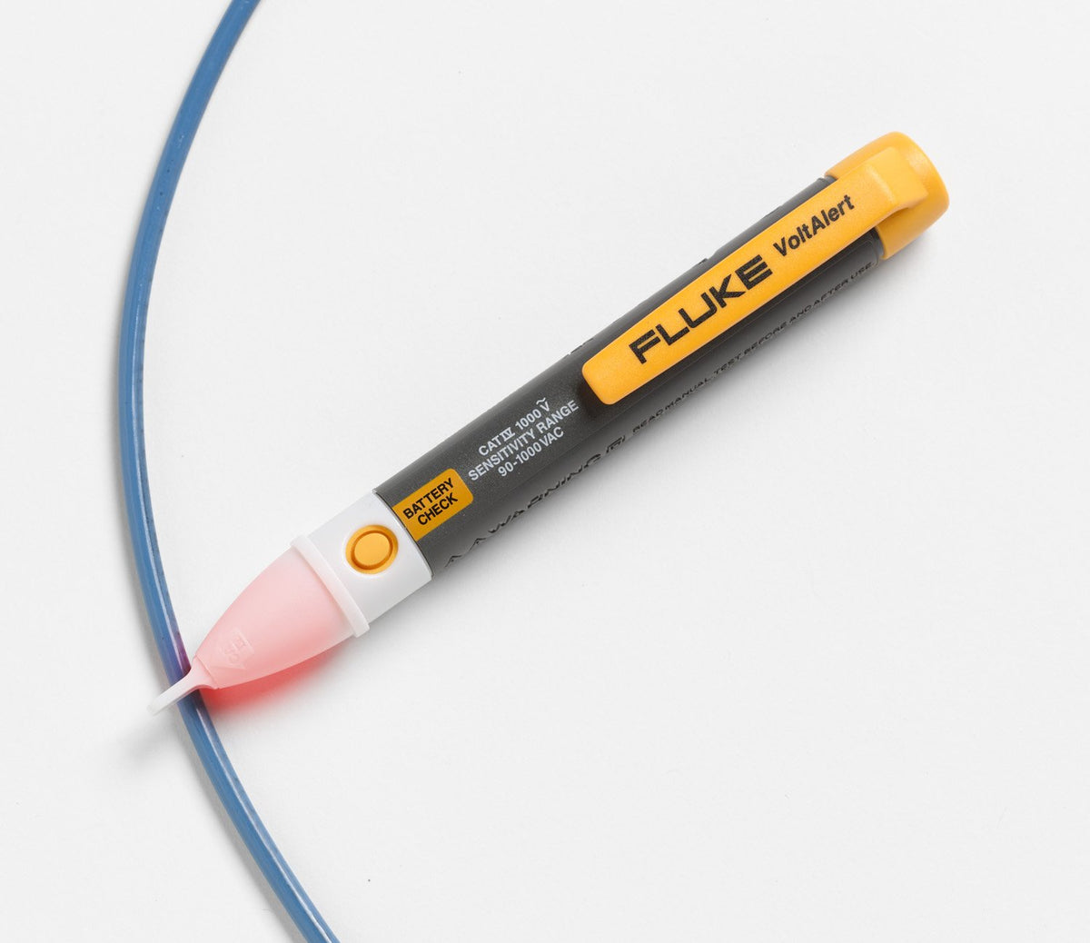 Fluke 2AC alert voltage tester side view highlights portability for on site use.