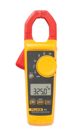 Fluke 325 clamp meter measures up to 400 A for quick on-site current checks.