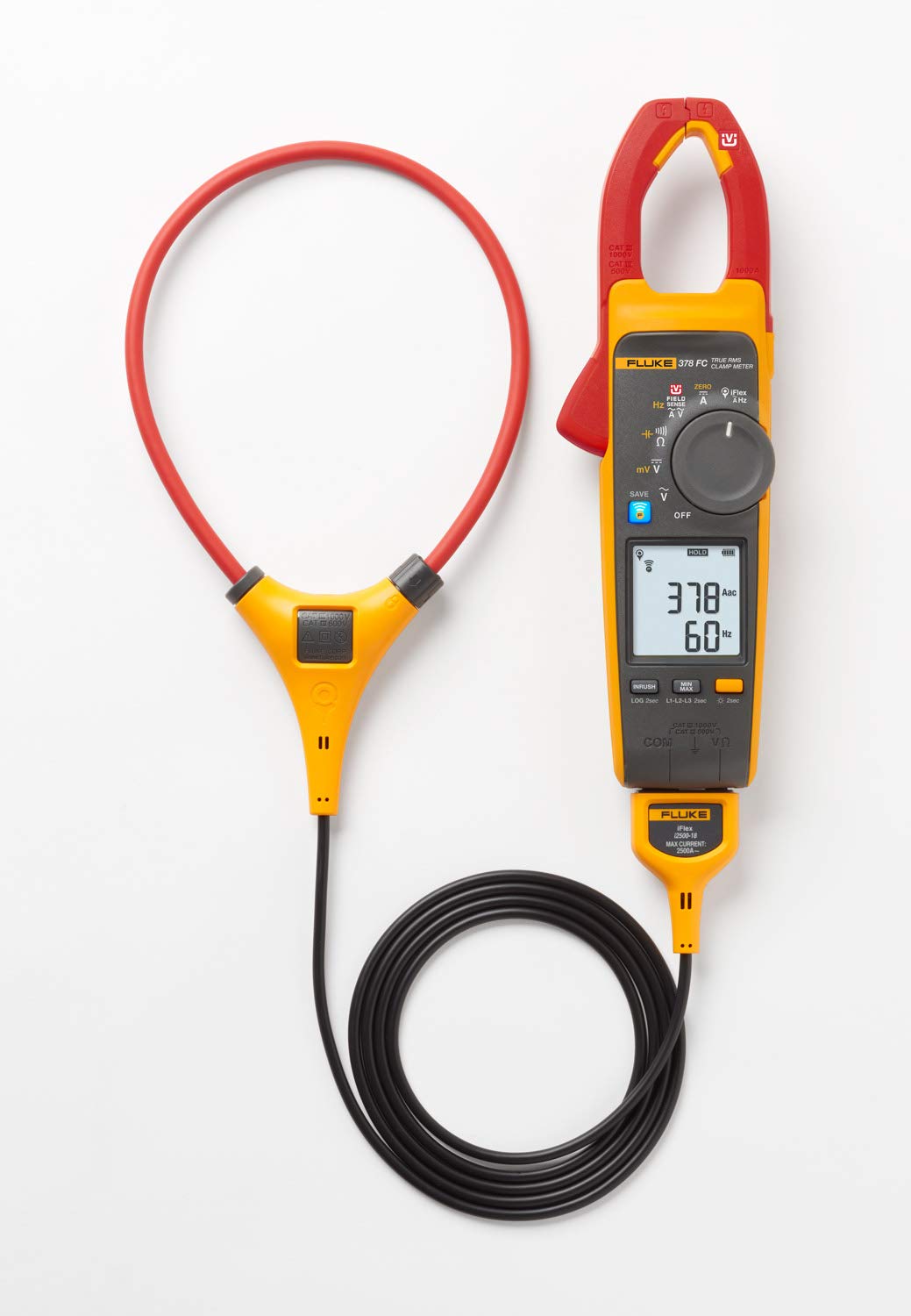 PQ indicator demo on Fluke 378 FC highlighting power quality issues.