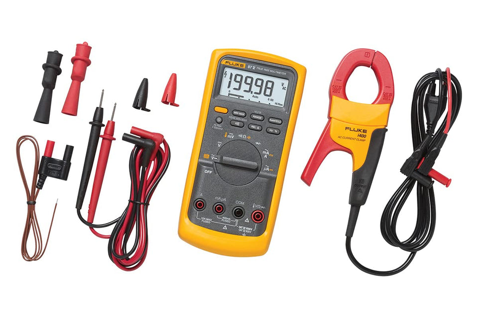 Fluke 87V DMM with i400 clamp for precise measurements on site