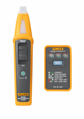 Fluke BK120 receiver in use for fast panel tracing and breaker identification