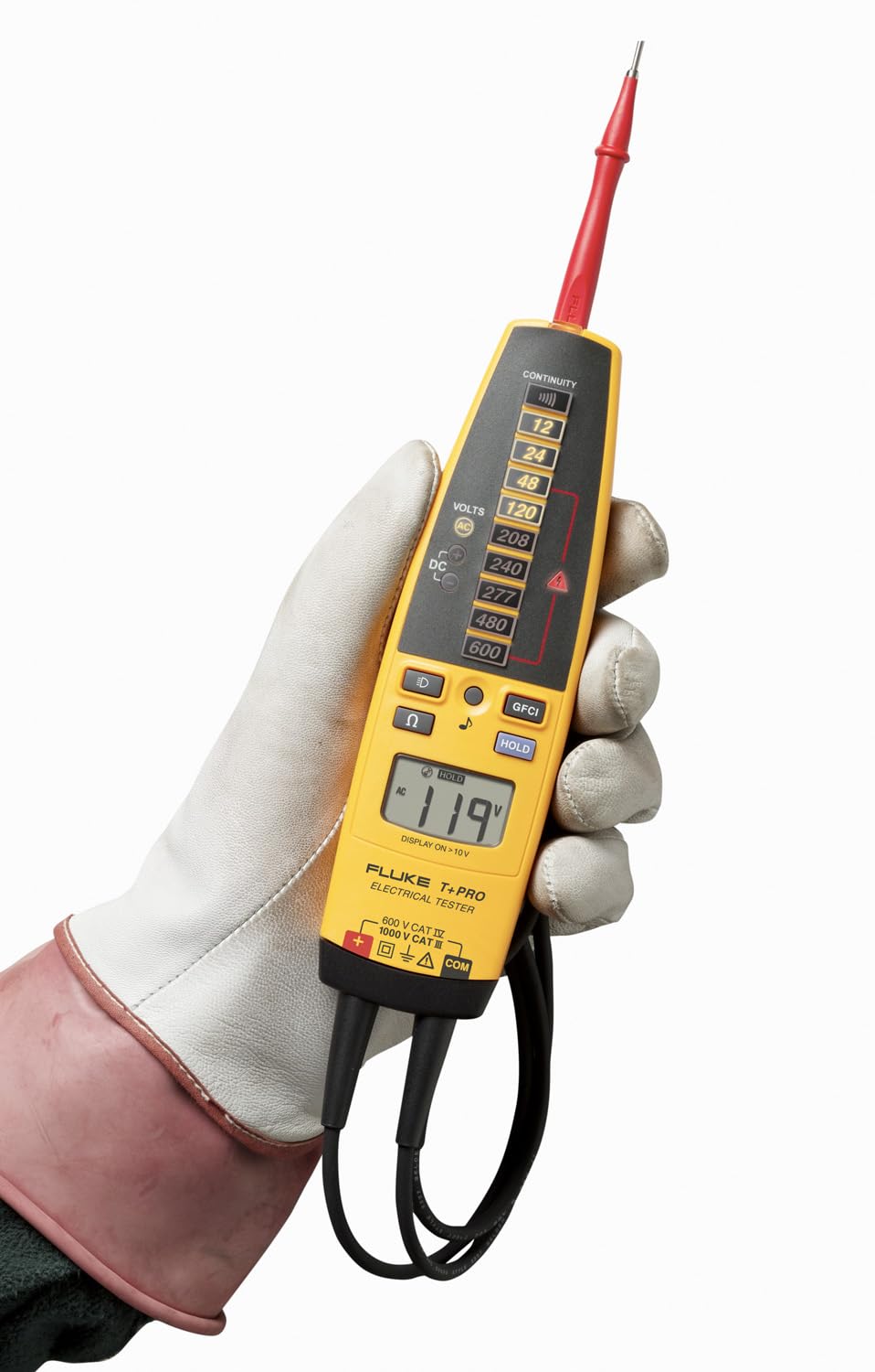 Built-in flashlight on Fluke T+PRO for dark workspaces