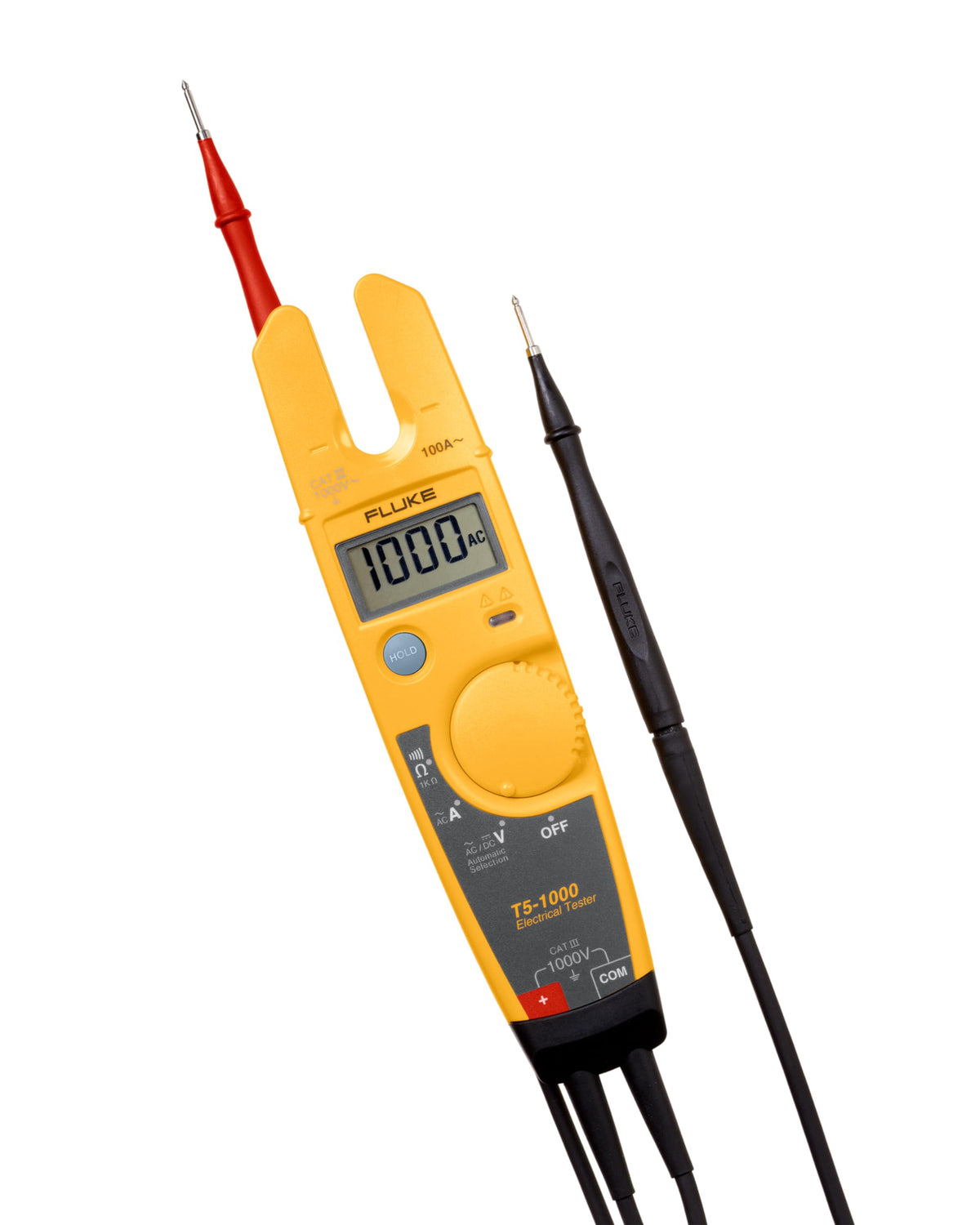 Fluke T5-1000 openjaw current measurement for quick amperage checks without circuit disruption.