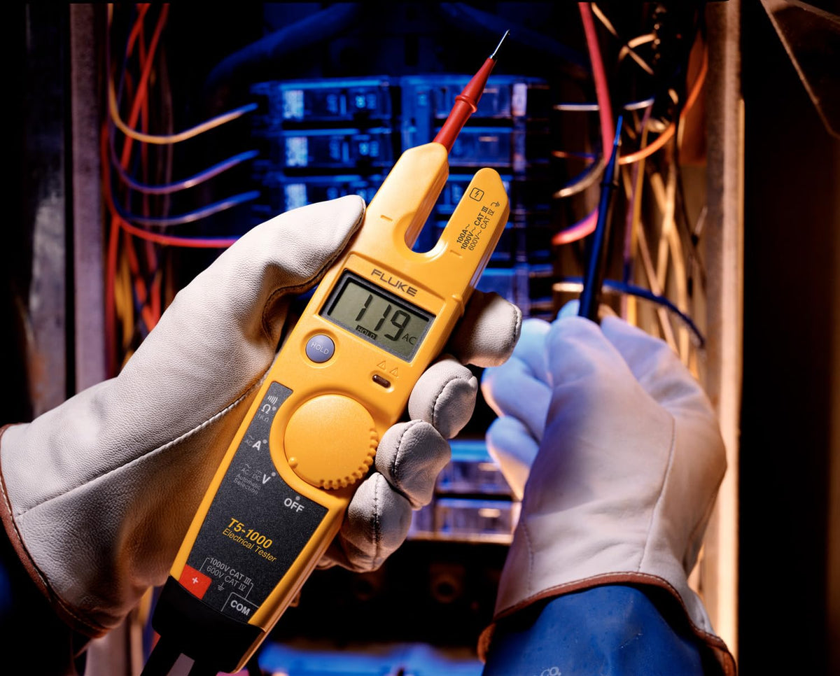 Fluke T5-1000 SlimReach probes extend reach in tight electrical panels.