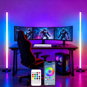Flupuro ICRGB corner lamp pair setup for balanced room glow