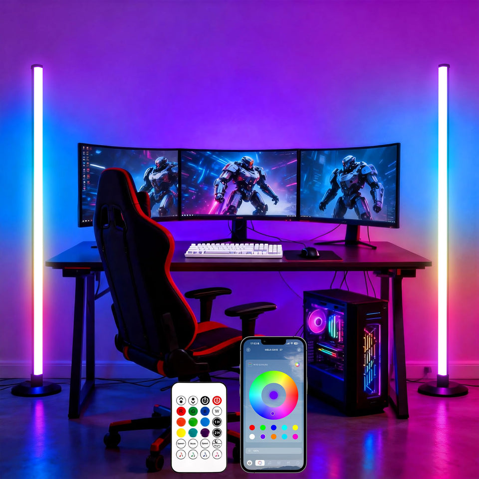 Flupuro ICRGB corner lamp pair setup for balanced room glow