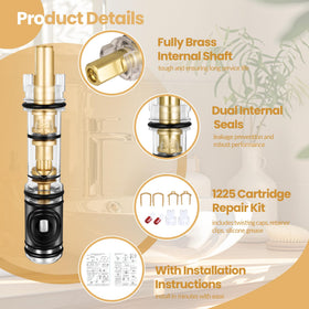 Fluronic brass internal shaft provides sturdy core for smooth handle operation