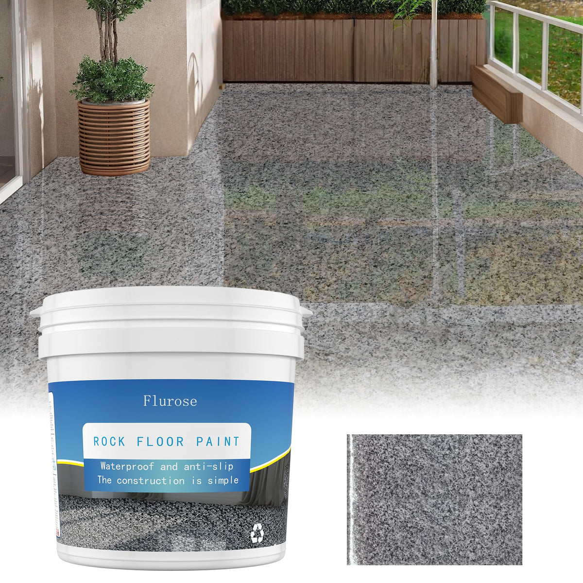 Flurose epoxy colored sand floor paint gray bottle ready for quick mix