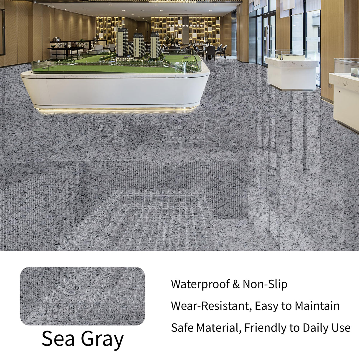 Flurose gray epoxy coating on floor showing non-slip texture