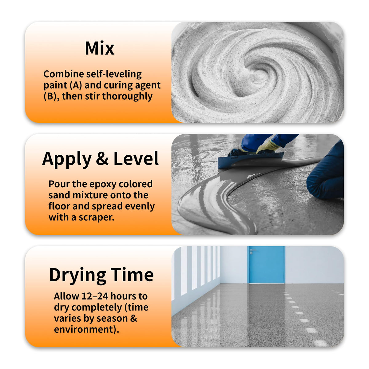 Flurose gray epoxy paint poured onto floor showing marble texture