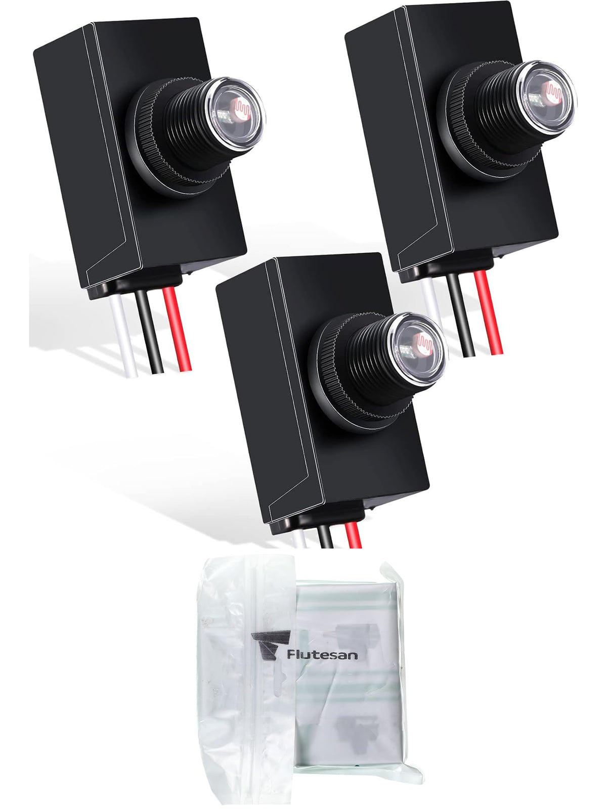 Flutesan dusk-to-dawn sensor installed on a post light