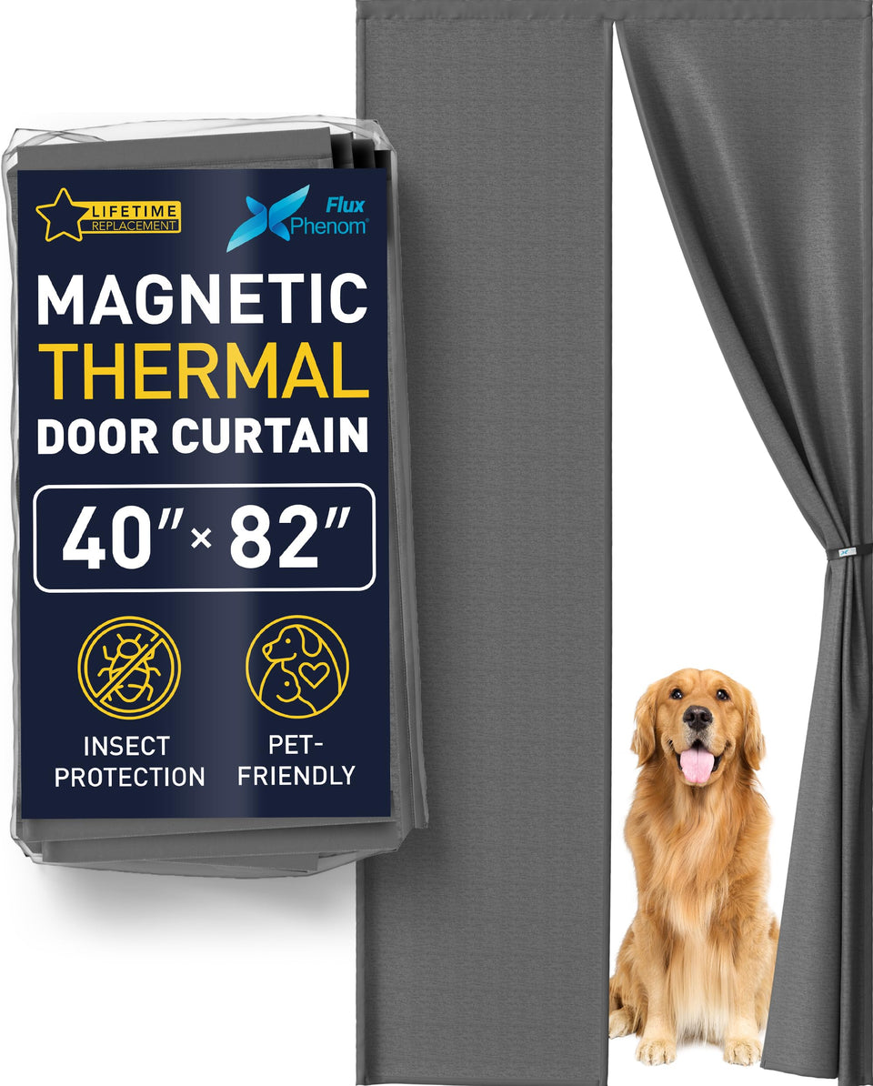 Flux Phenom thermal door cover front view shows sturdy magnetic seal for winter warmth