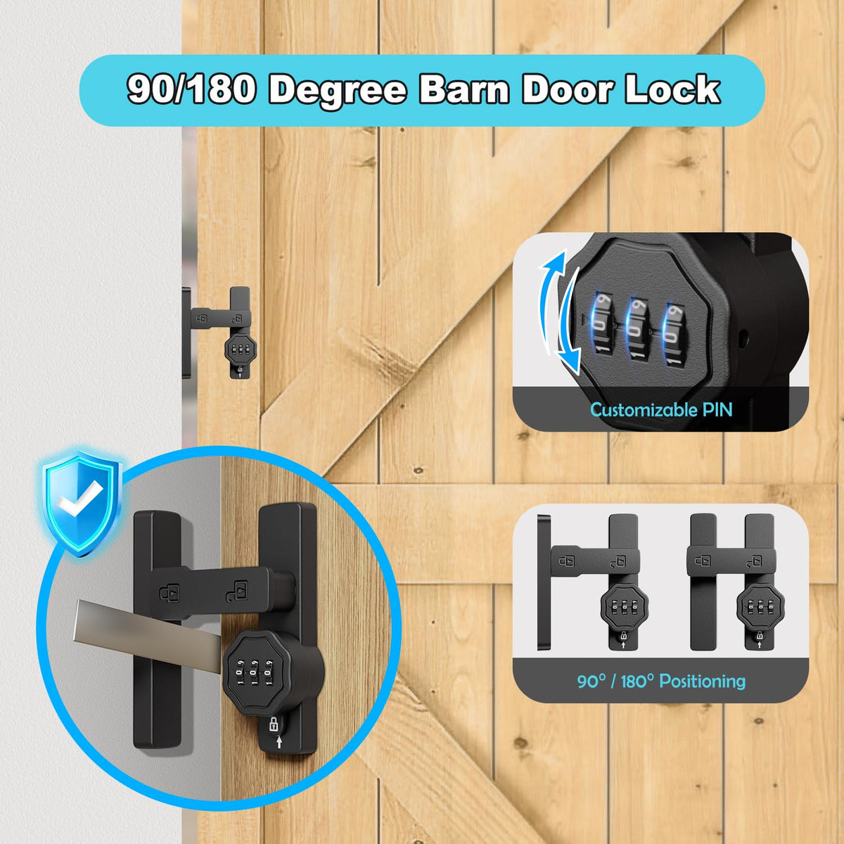 Flwrse barn door lock flip latch enables quick, secure entry