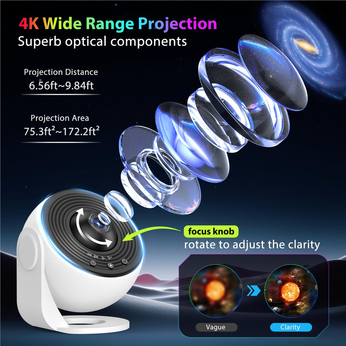 FlyEagle galaxy projector with 13 film discs for varied celestial scenes