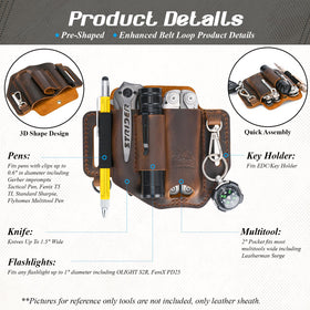 Flyhomes belt-loop attachment keeps tools secure on a standard 1.5-inch belt.