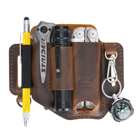 FI FLYHOMES premium multitool sheath shows full-grain leather for organized EDC.