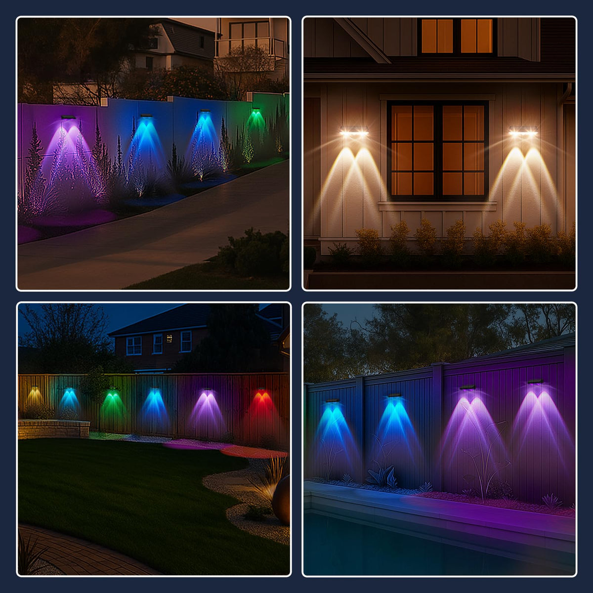 Flyingod 8-color mode fence light creates festive mood.