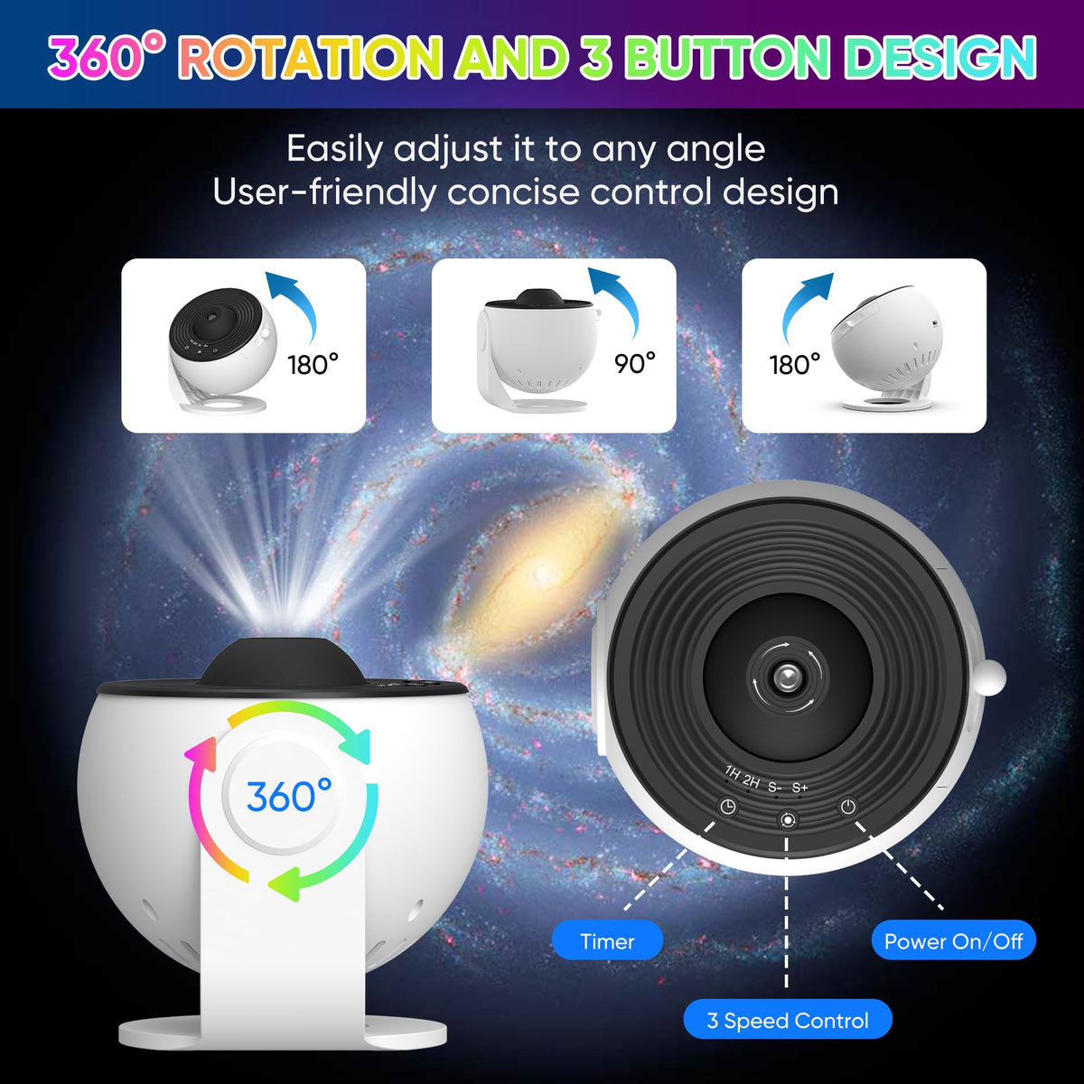 FlyLily Galaxy Projector in a bedroom setting for ambient decor