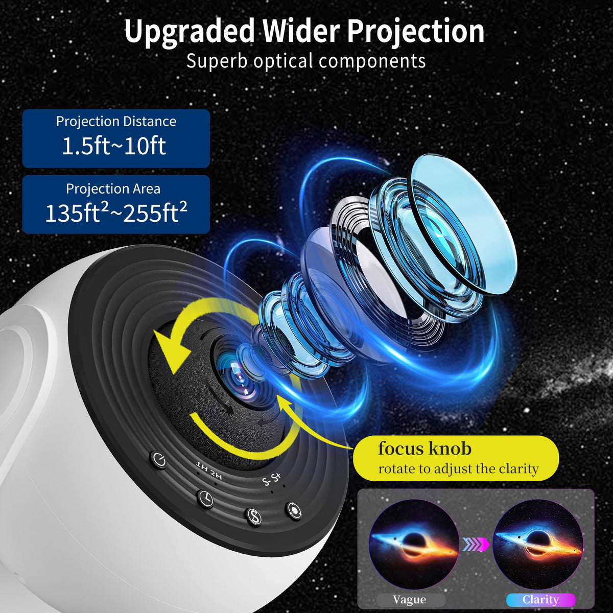 FlyLily Galaxy Projector includes film discs for space scenes