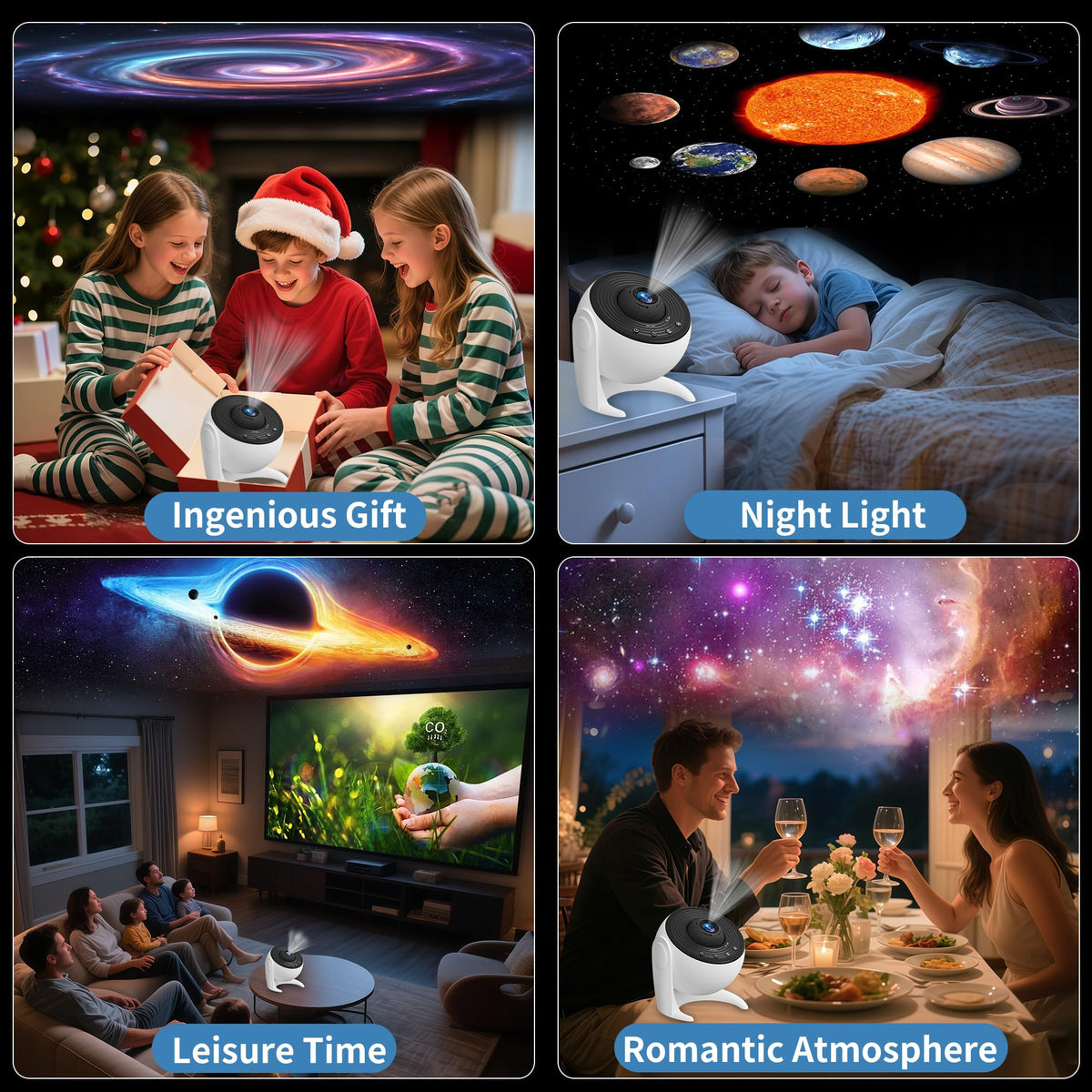 FlyLily Galaxy Projector timer enables automatic night-mode lighting