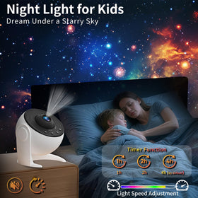 FlyLily Galaxy Projector lights walls with vivid starlight