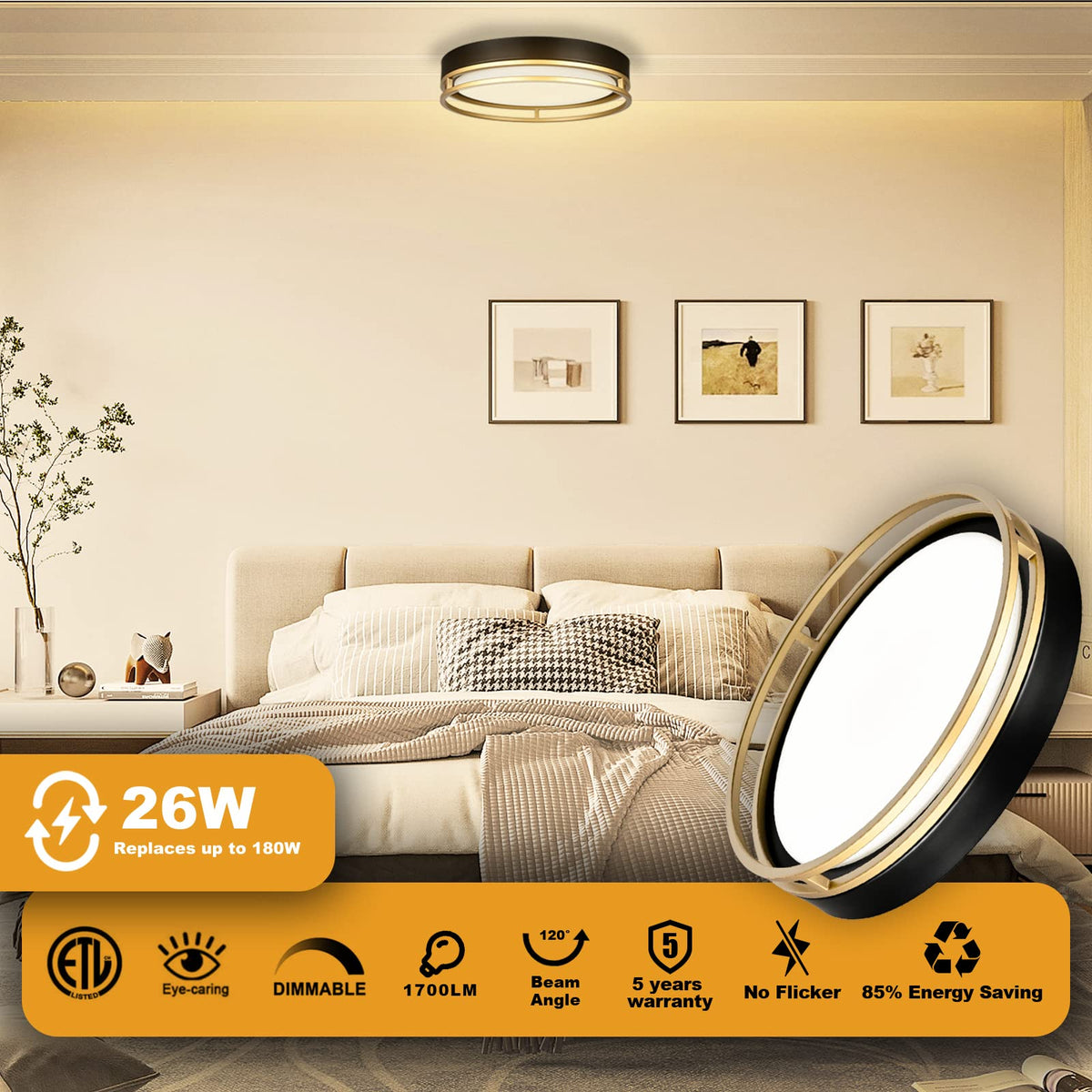 Flynix dimming-capable LED fixture, side profile, smooth 5%-100% dimming