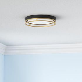 Flynix LED flush mount ceiling light, close-up, shows three color temps